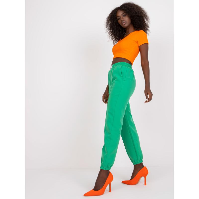 Dámské kalhoty s vysokým pasem tmavě DALBERT zelené  