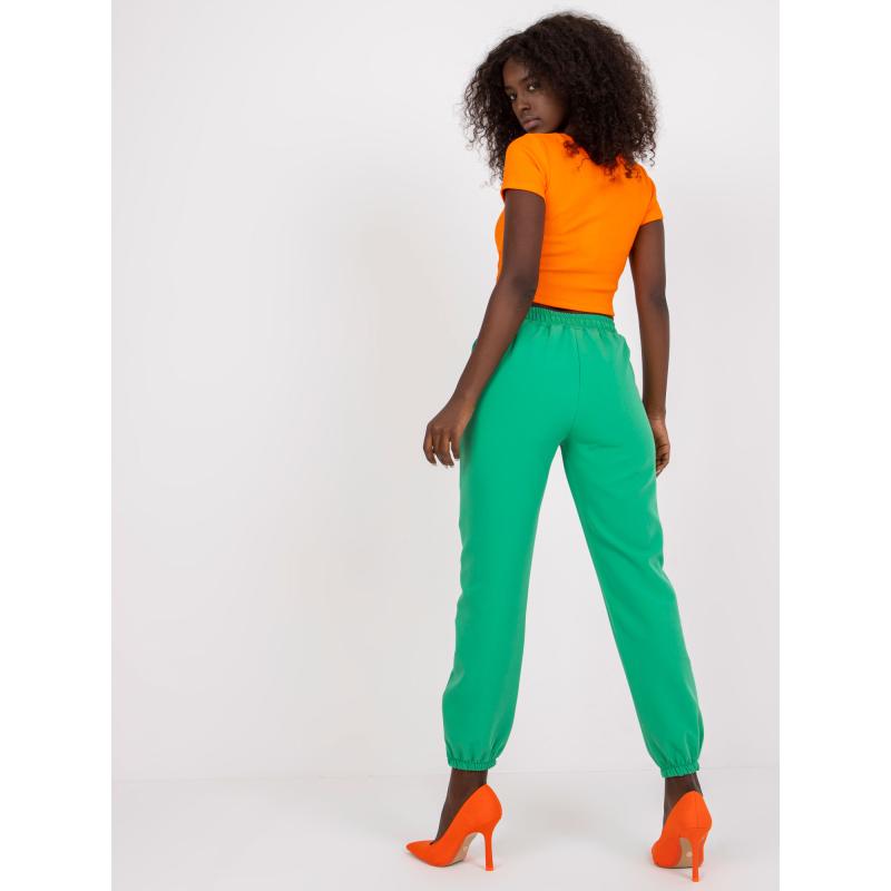 Dámské kalhoty s vysokým pasem tmavě DALBERT zelené  