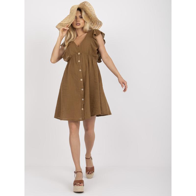 Női gombos mini ruha OCH BELLA barna