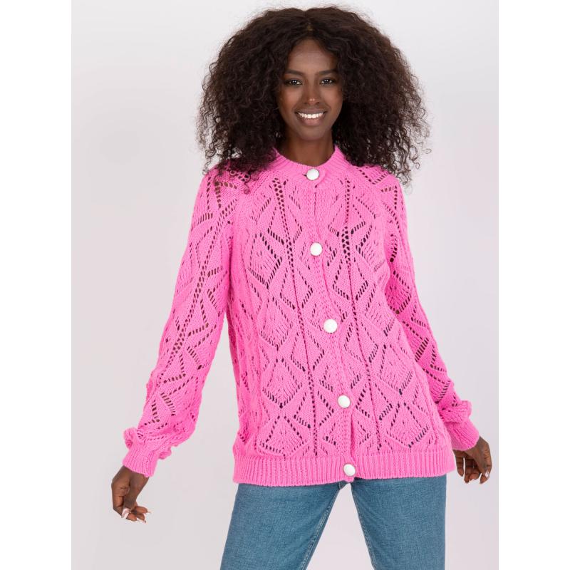 Női gombos pulóver RUE PARIS rózsaszínű