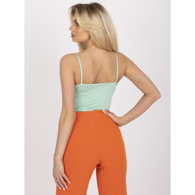 Dámský top melanžový z bambusové tkaniny BASIC světle zelený  