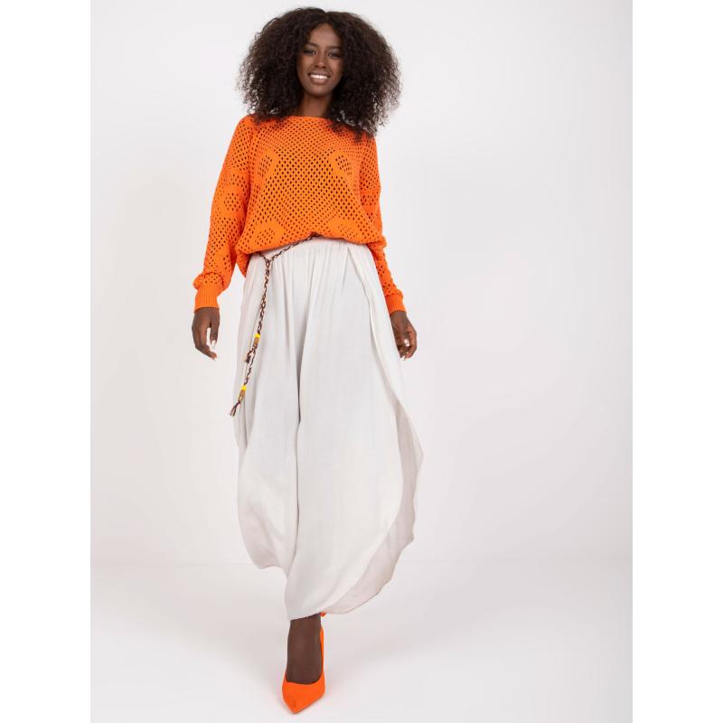 Dámské kalhoty s širokými nohavicemi a rozparky OCH BELLA béžové 