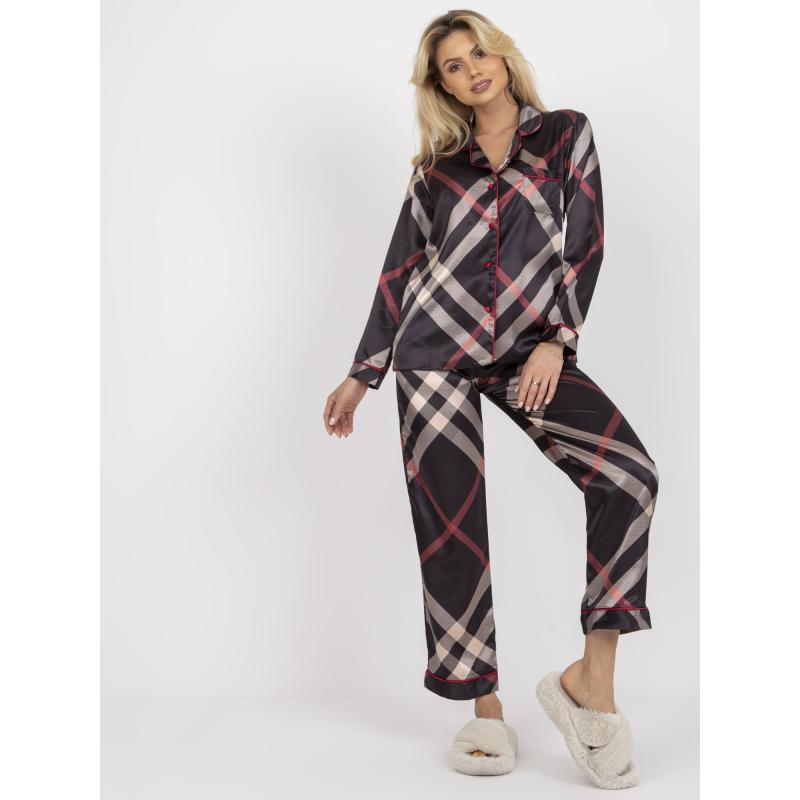 Női pizsama szatén nadrággal WERNER fekete