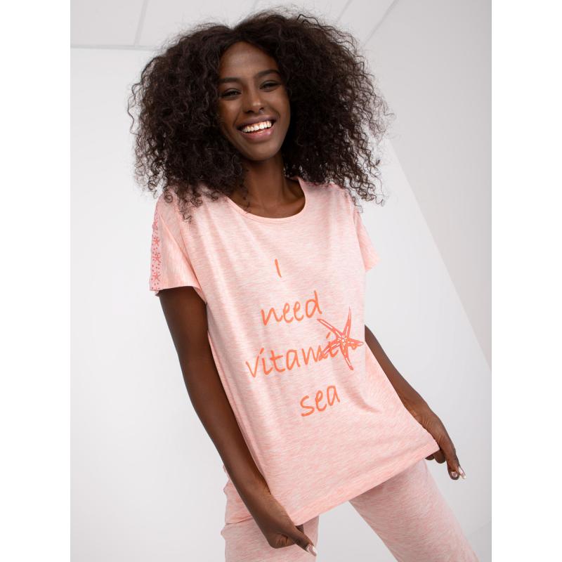 Női kétrészes pizsama rövid ujjú MARQUIS rózsaszínnel