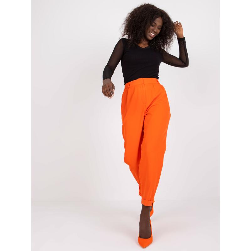 Dámské kalhoty s rovnými nohavicemi RUE PARIS oranžové 