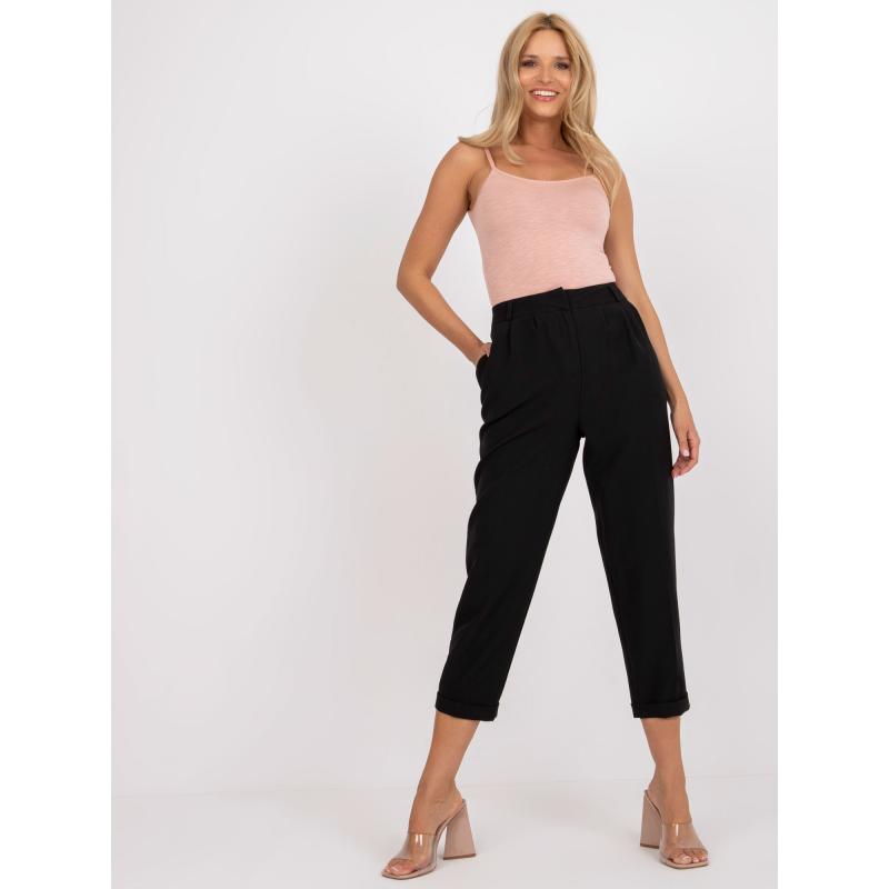 Dámské kalhoty k obleku s rovnými nohavicemi RUE PARIS černé 