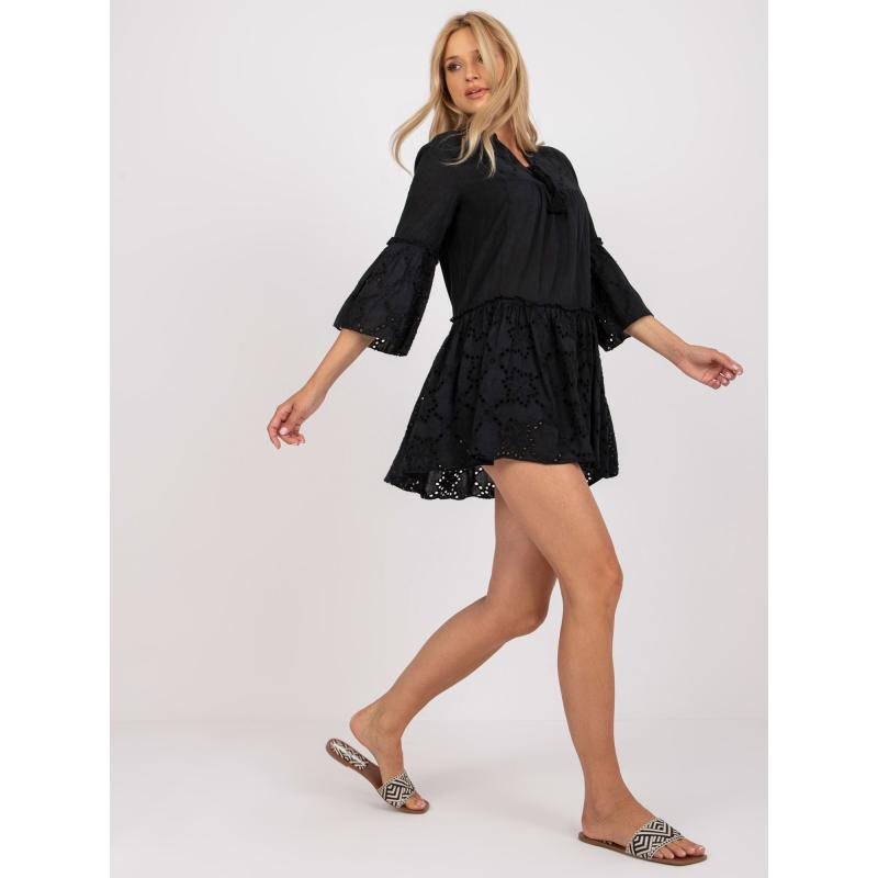 Dámské šaty v boho stylu s volánky mini OCH BELLA černé  