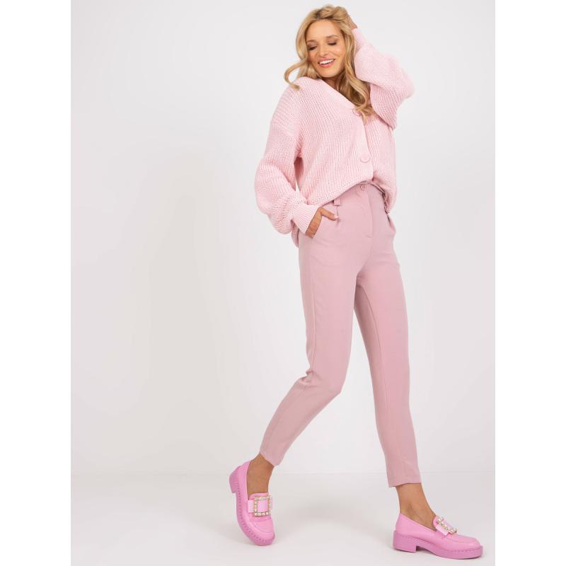 Női magas derekú nadrág LEXA világos rózsaszínű