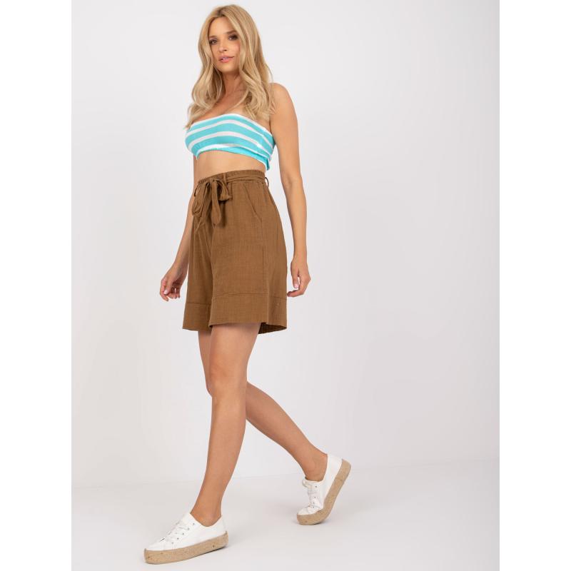 Női pamut rövidnadrág zsebbel OCH BELLA barna