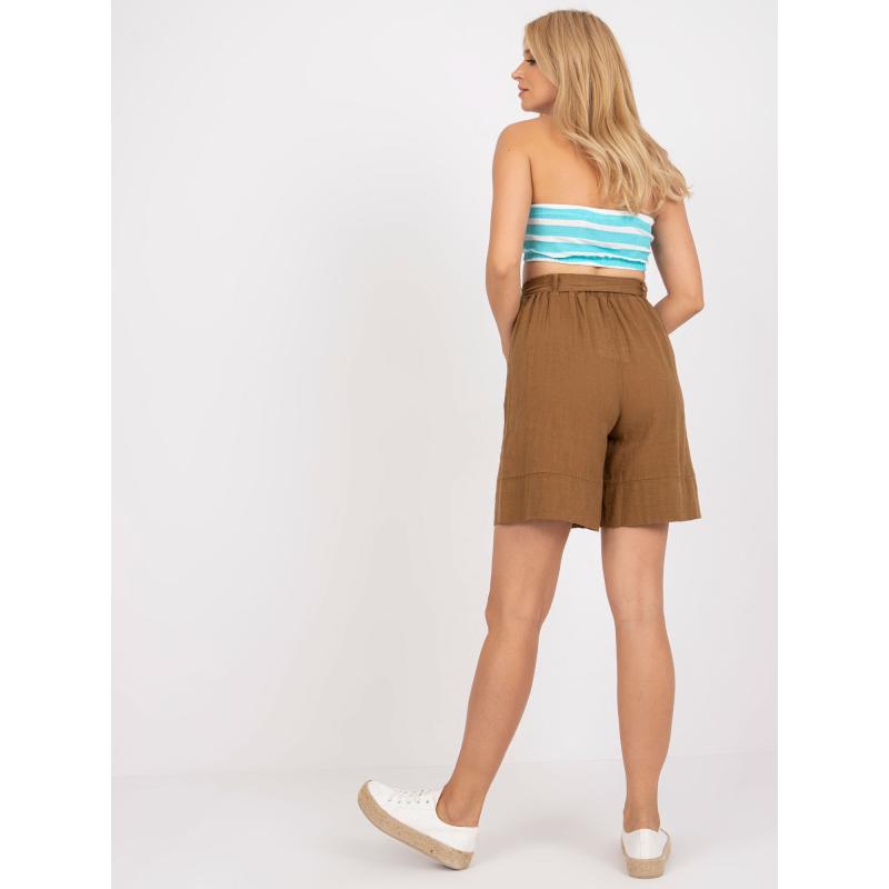 Női pamut rövidnadrág zsebbel OCH BELLA barna