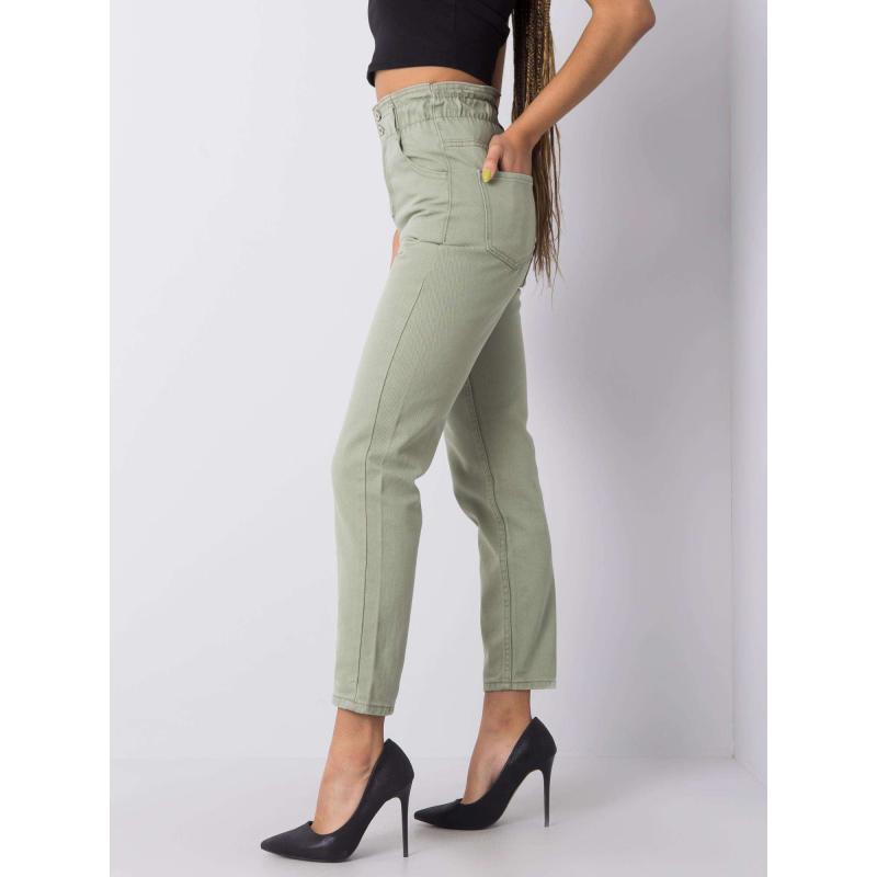 Dámske džínsy s vysokým pásom Beatrix RUE PARIS khaki