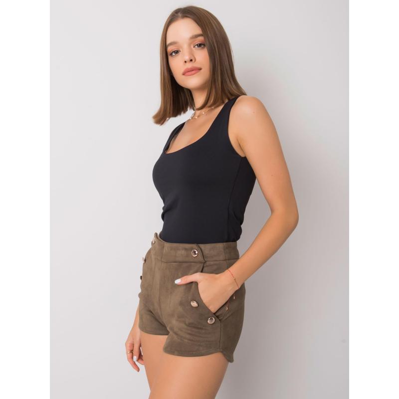 Dámské šortky s knoflíky Jaylah RUE PARIS khaki 