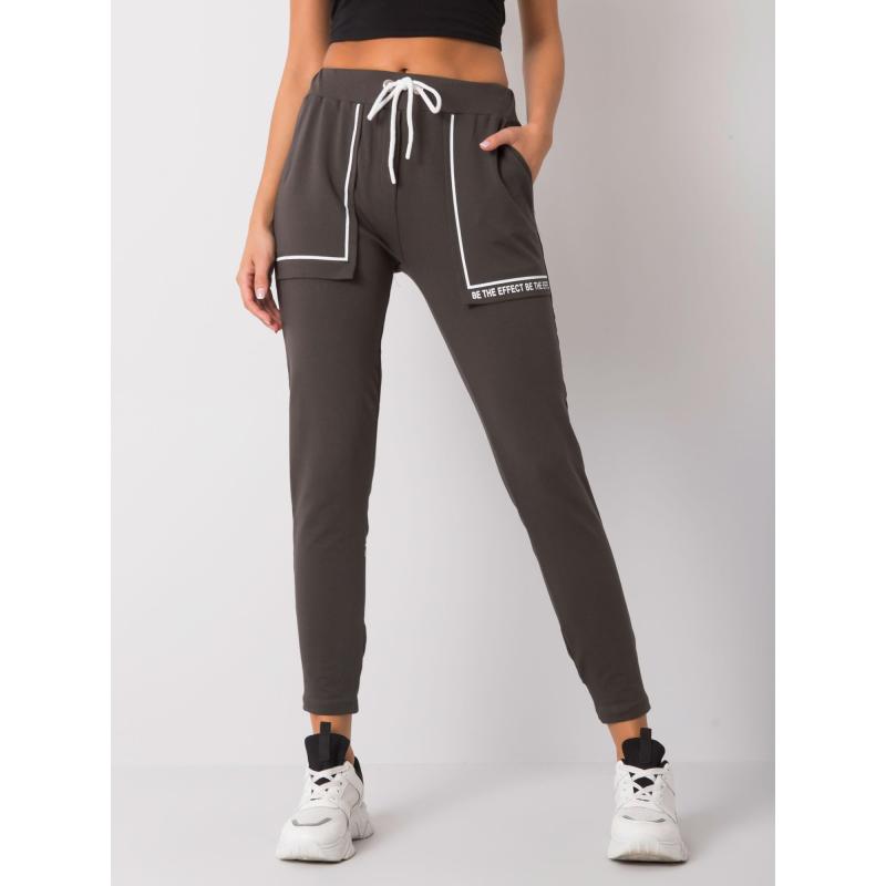 Női pamut melegítőnadrág WINSLEY sötét khaki színű