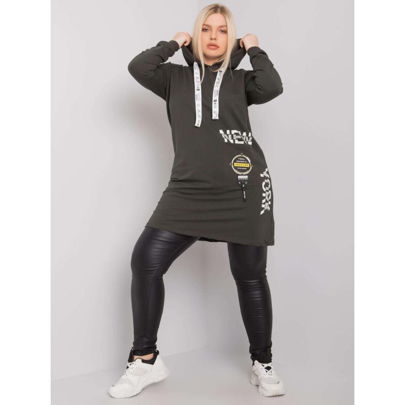 Dámská tunika s kapucí plus size ASHFORD tmavě khaki  
