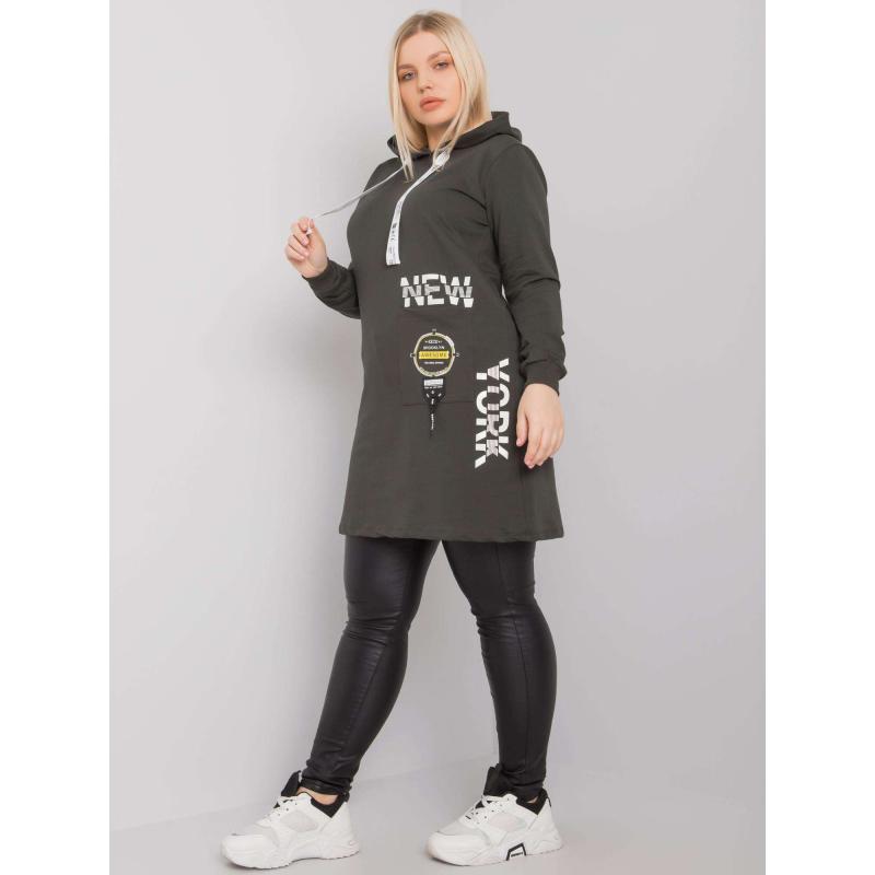Dámská tunika s kapucí plus size ASHFORD tmavě khaki  