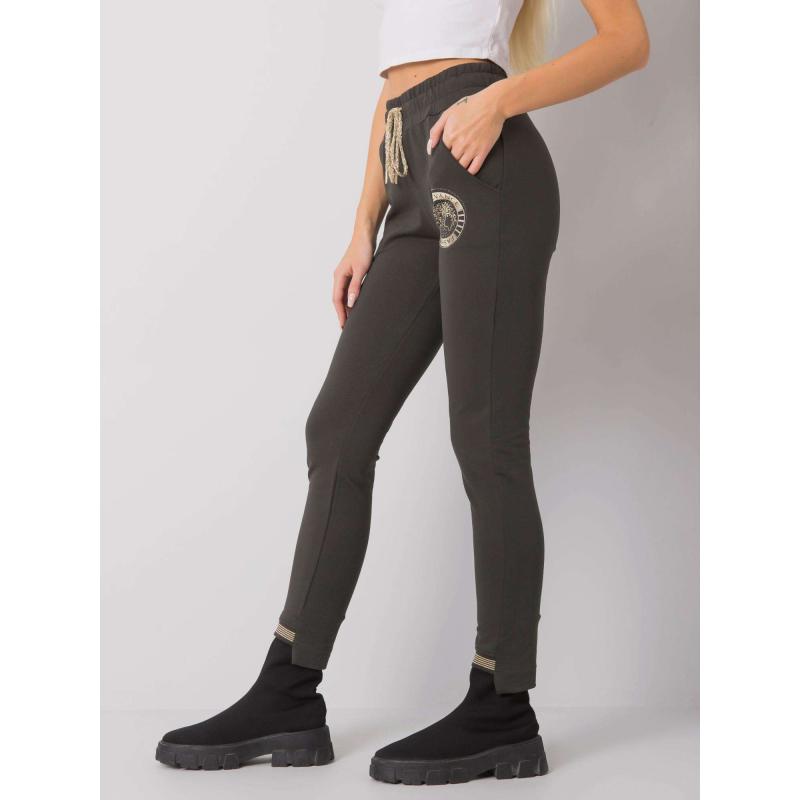 Dámske tepláky s potlačou MYRTLE dark khaki