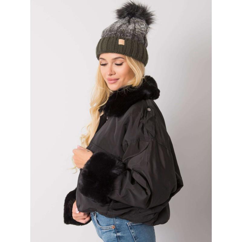 Dámská čepice s bambulí Ally RUE PARIS khaki 