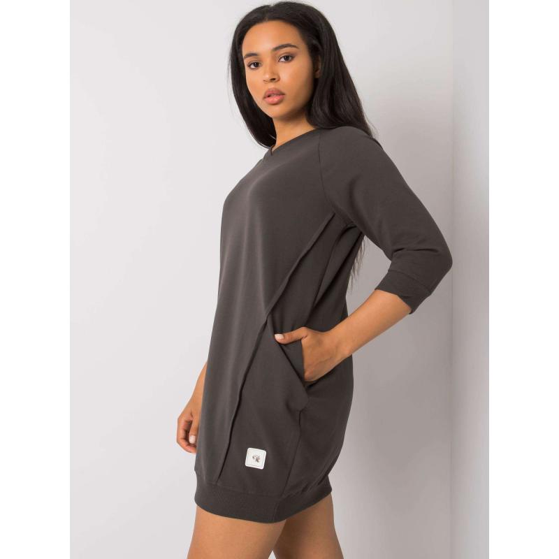 Női pamut plus size ruha KARISSA sötét khaki színben