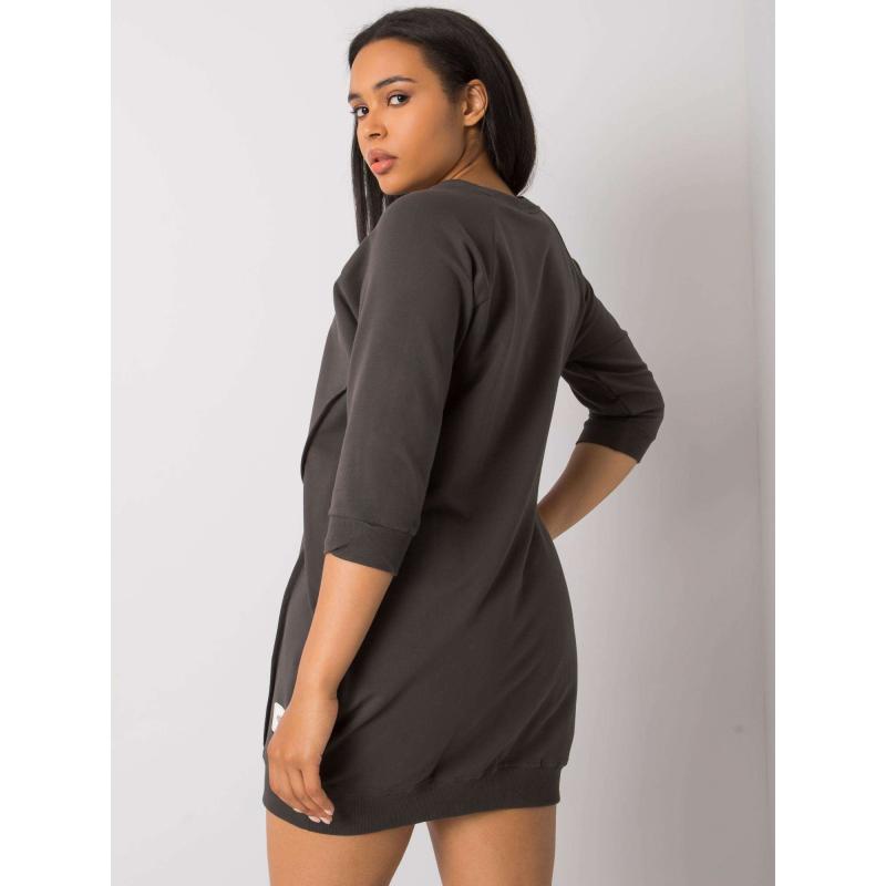 Női pamut plus size ruha KARISSA sötét khaki színben