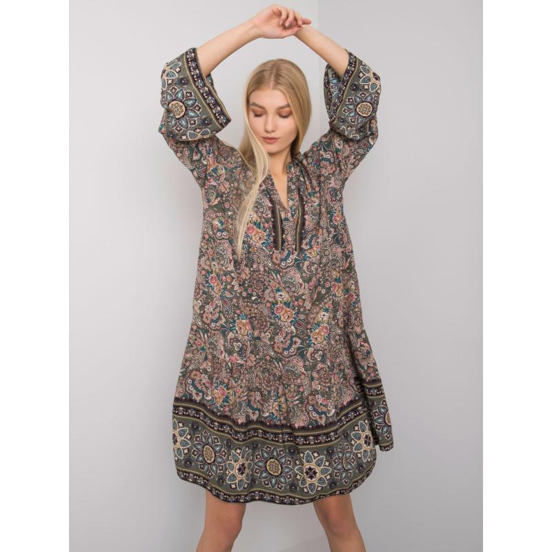 Dámske volánové šaty Claremont OCH BELLA khaki