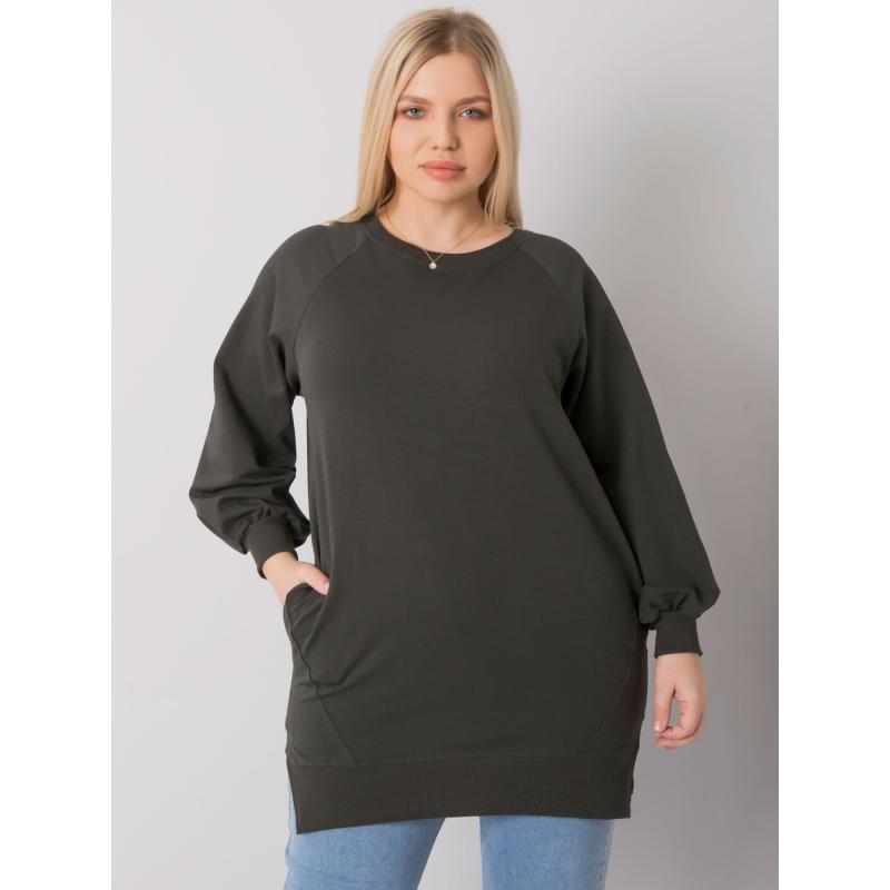 Női plus size blúz TOLEDO sötét khaki színben