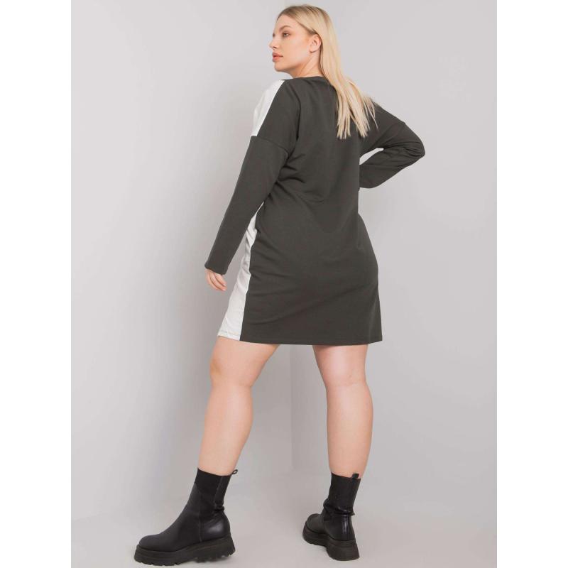 Női plus size pamut tunika ELEASHA sötét khaki színben