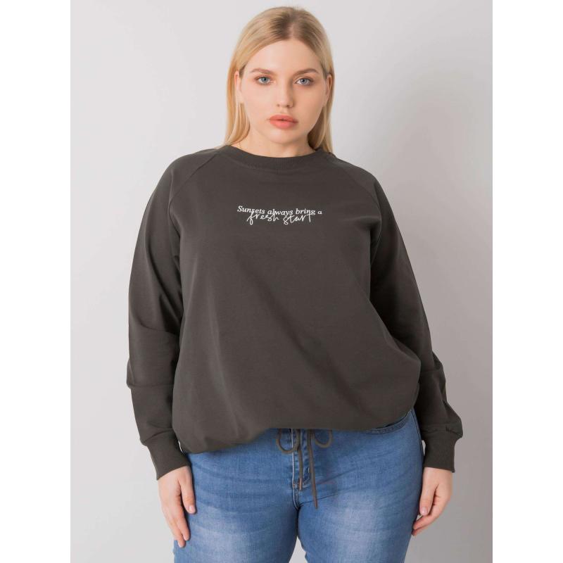 Női plus size kapucnis pulóver MARLOW sötét khaki színű