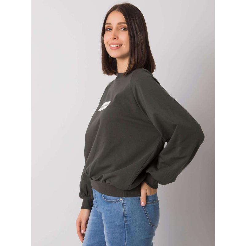 Női plus size kapucnis pulóver HARIETTE sötét khaki színű