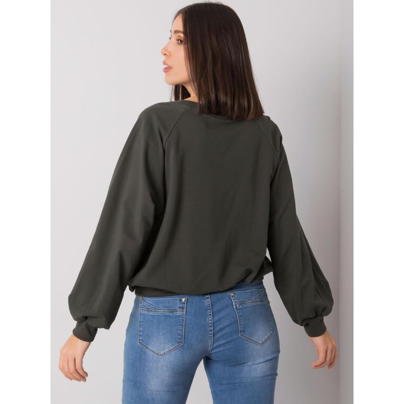 Női plus size kapucnis pulóver HARIETTE sötét khaki színű