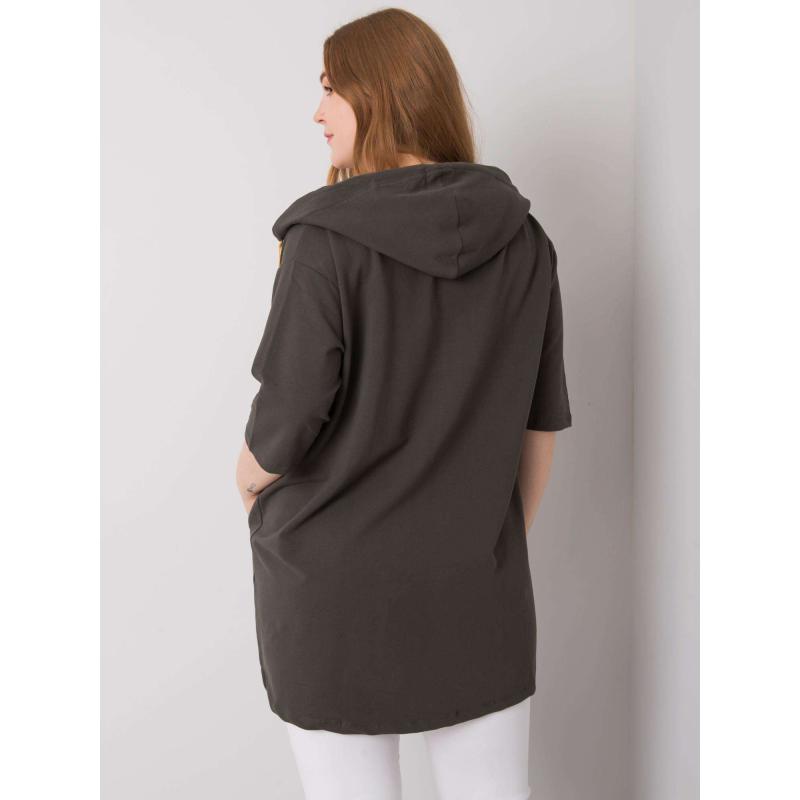 Dámská mikina na zip plus size LOUNES khaki  