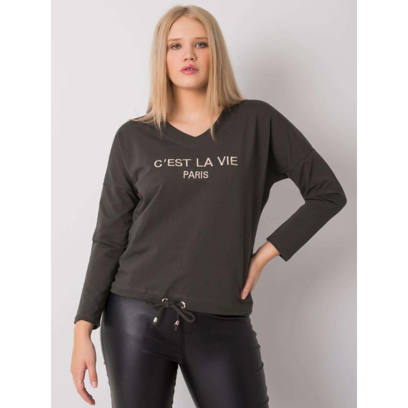Női plus size blúz SHERILYN sötét khaki színű