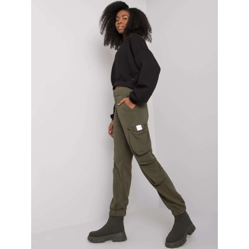 Női melegítőnadrág zsebekkel Mila RUE PARIS khaki khaki