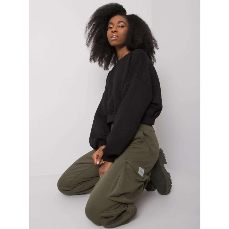 Női melegítőnadrág zsebekkel Mila RUE PARIS khaki khaki