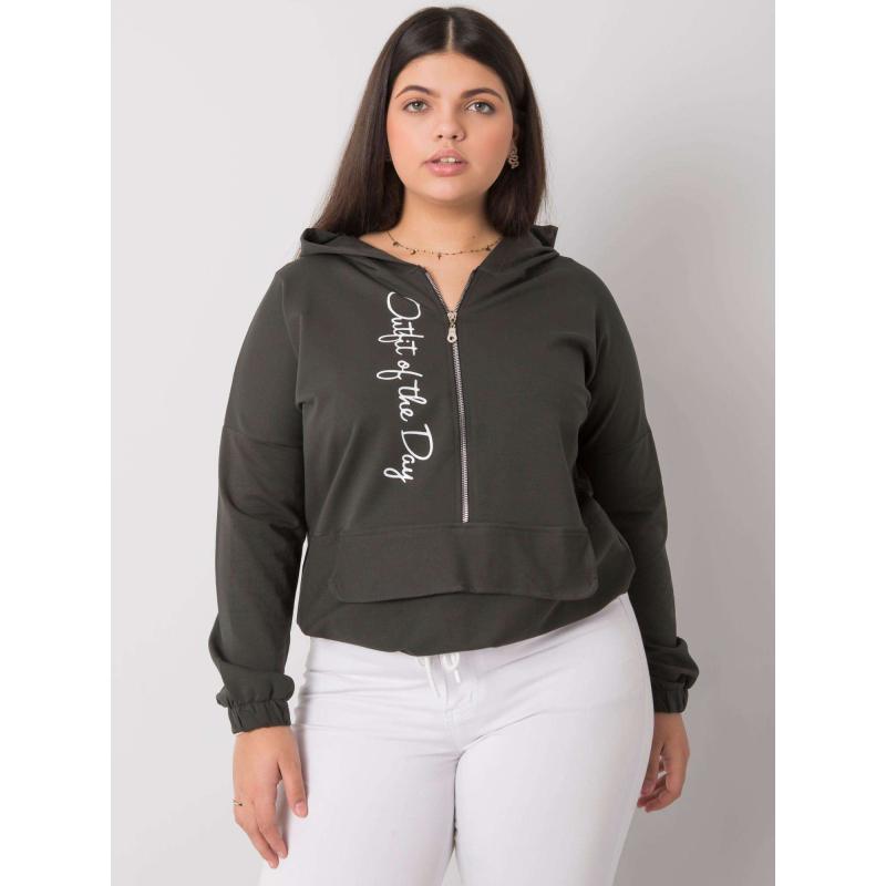 Dámská mikina s kapucí plus size KAYLEE tmavě khaki 