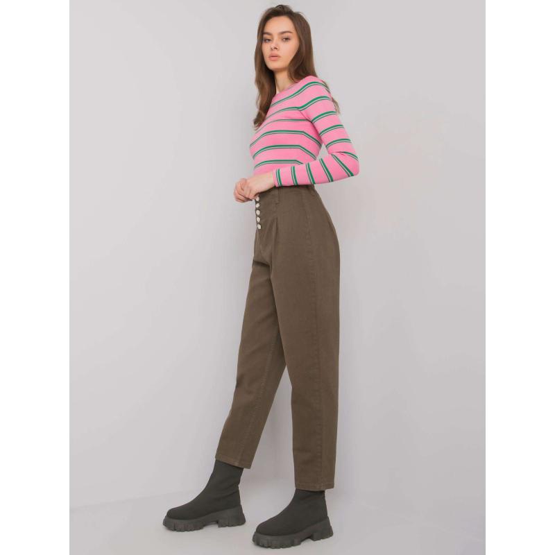 Női magas derekú farmer nadrág AUBURN khaki