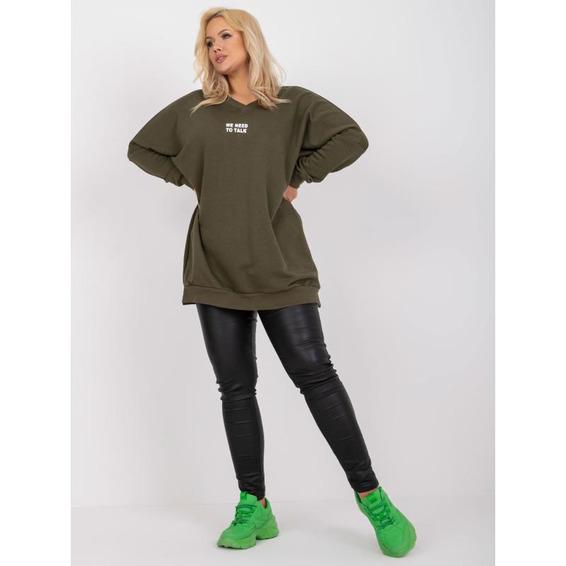 Dámská tunika s kamínky plus size RAELLA khaki