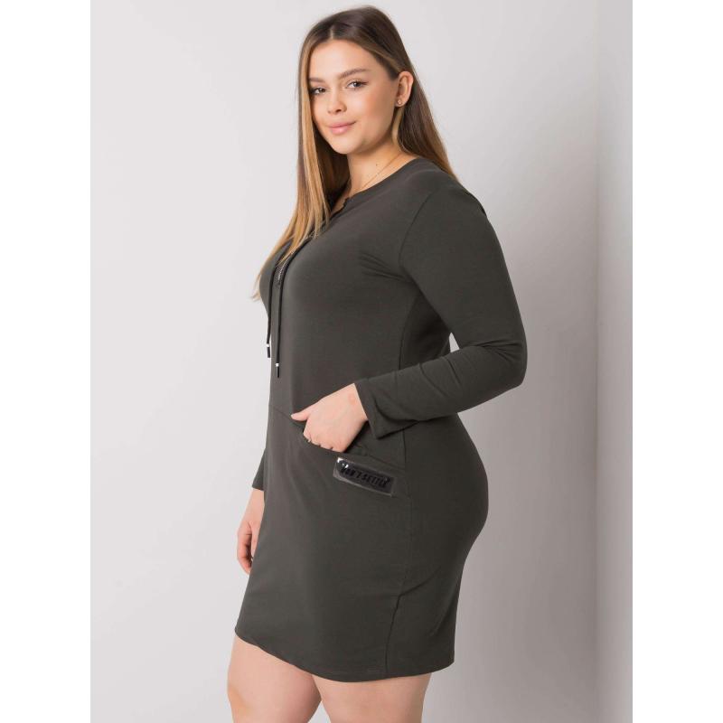 Női plus size ruha zsebekkel ALESSIA khaki khaki