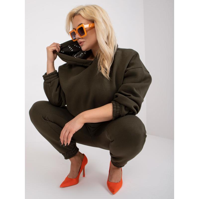 Dámske plus size tepláky s nohavicami WEB khaki