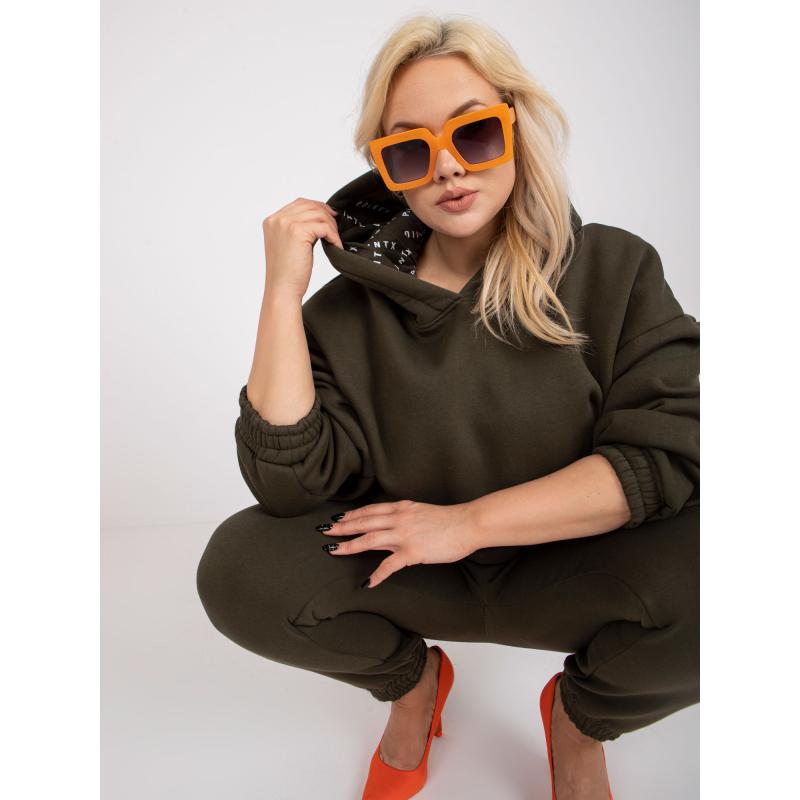 Dámská tepláková souprava plus size s kalhotami WEB khaki 