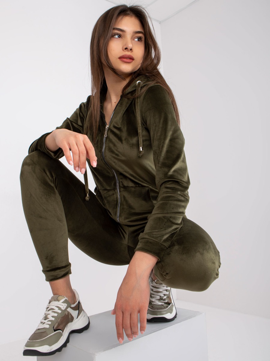 Dámsky velúrový set s mikinou ILARIA khaki