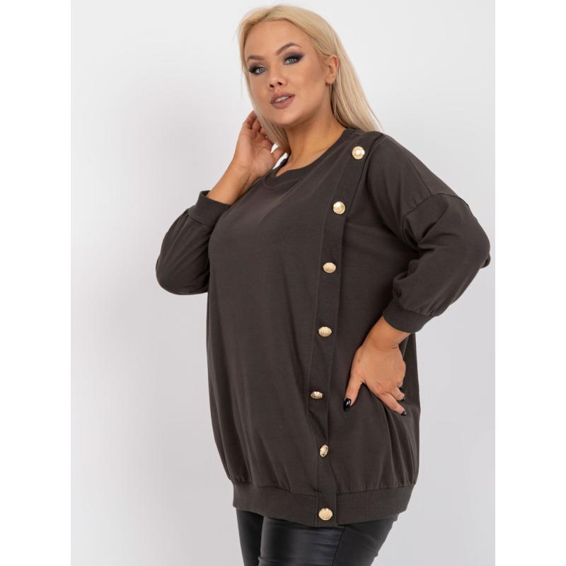 Dámská halenka s kulatým výstřihem plus size BRIGITTE khaki 