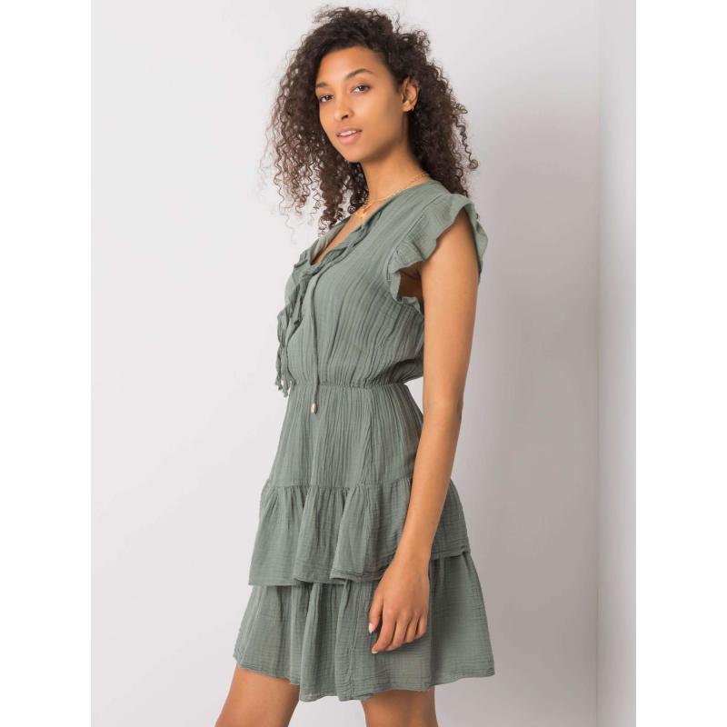 Khaki šaty s volánem Melbina OCH BELLA
