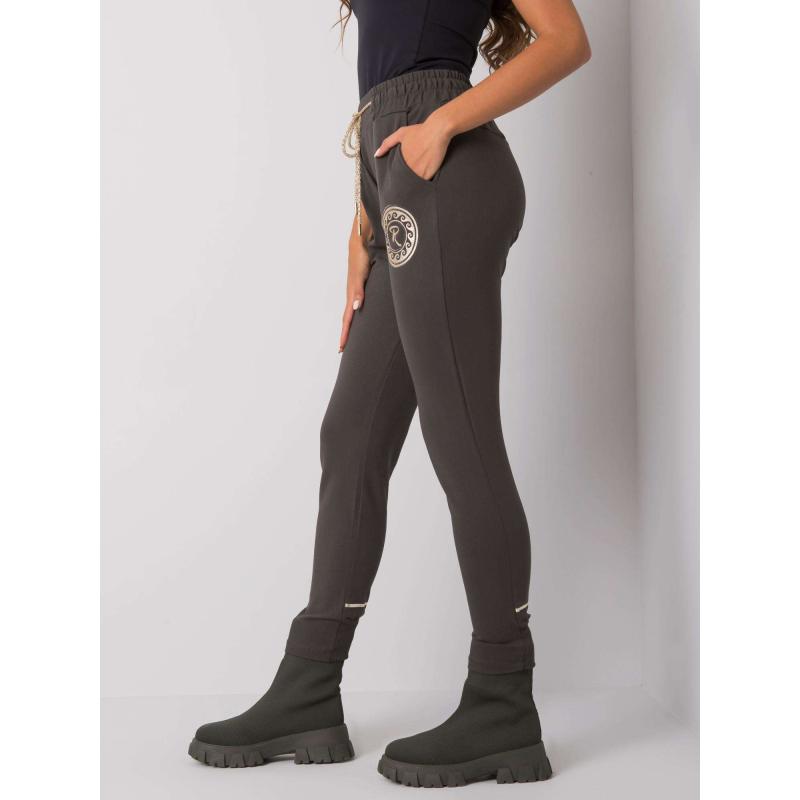 Dámské tepláky s potiskem LARISSA tmavě khaki 