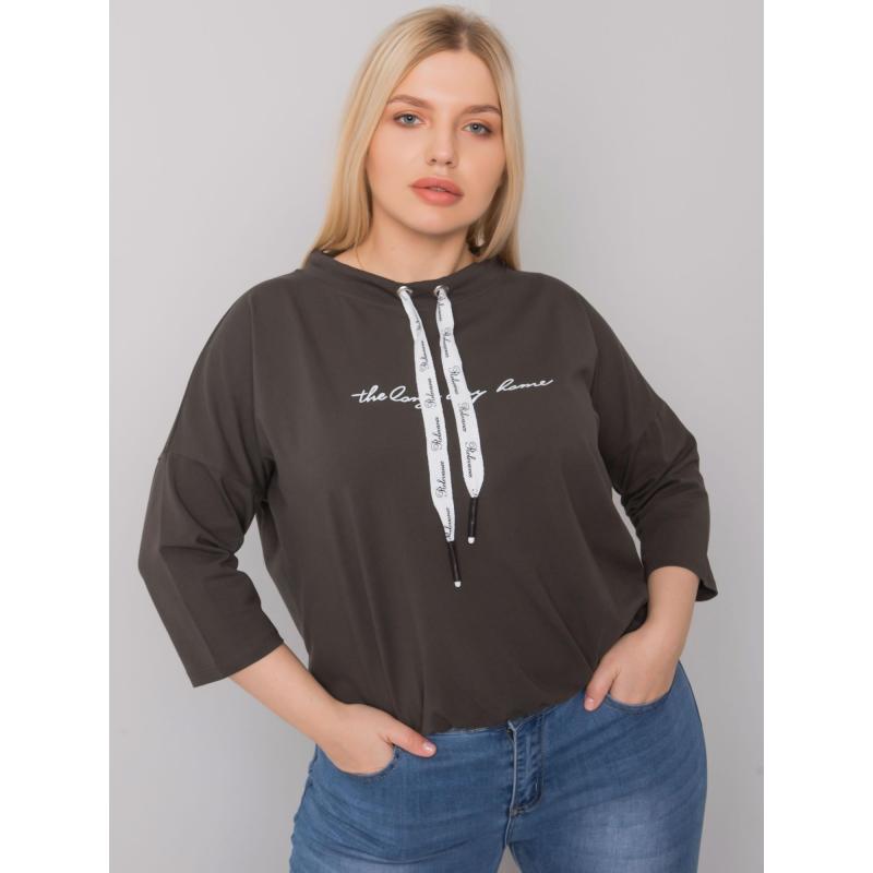 Dámska blúzka s plus size nápisom PERRY dark khaki