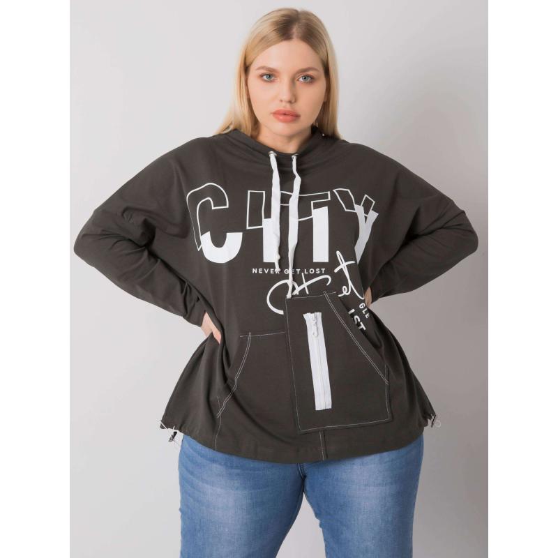 Dámská mikina bez kapuce plus size HACKNEY tmavě khaki 
