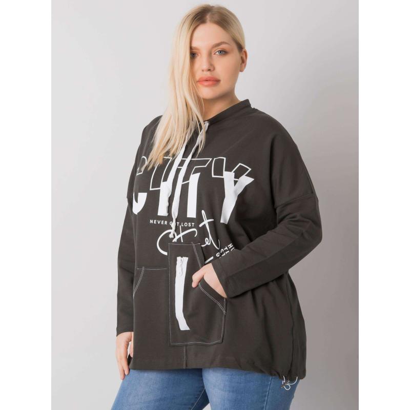 Dámská mikina bez kapuce plus size HACKNEY tmavě khaki 