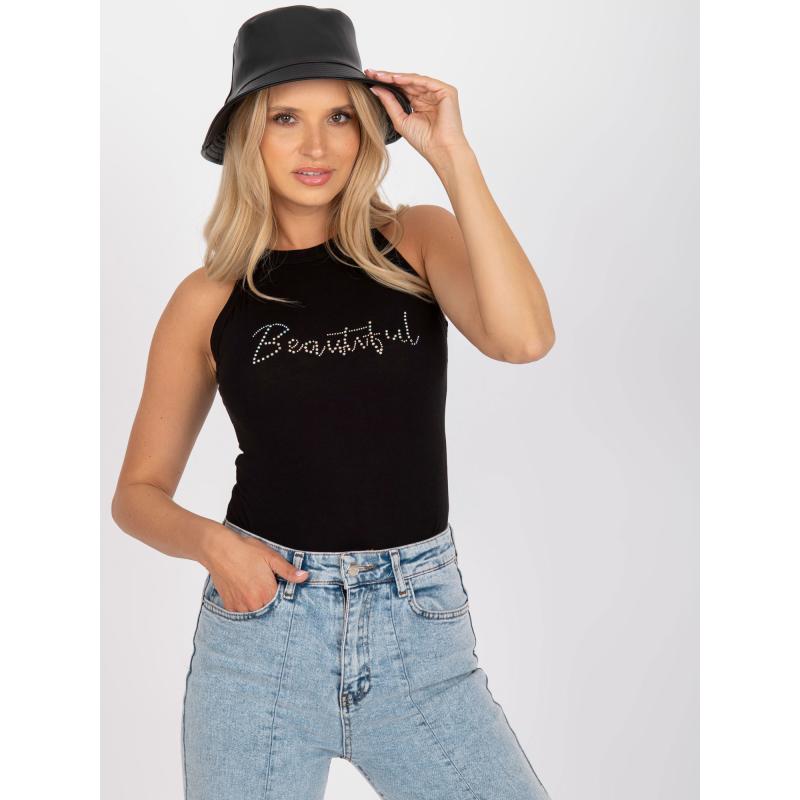 Női felső csillogó felirattal SEE fekete