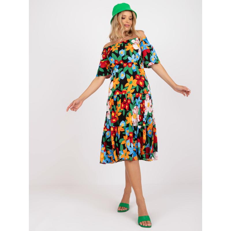 Dámské šaty květinové midi RUE PARIS černé  