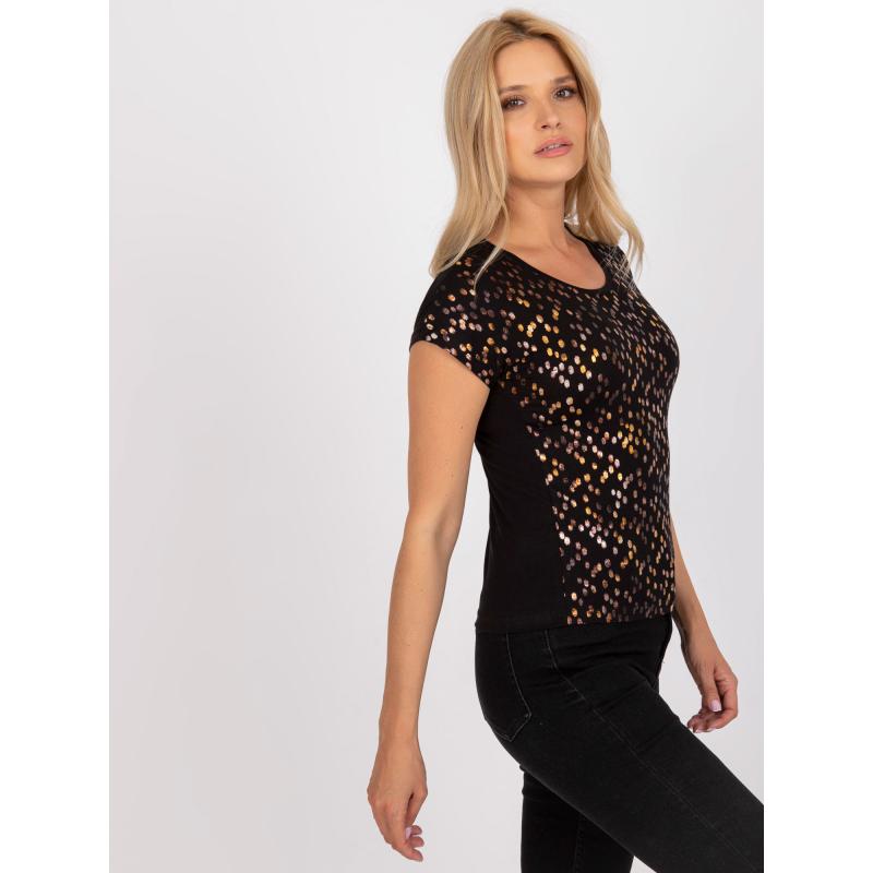 Női viszkóz mintás póló PATTERN fekete