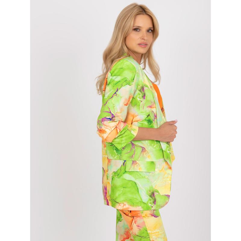 Dámské sako s 3/4 rukávy vzorované SHORA světle zelené 